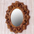 Hand Carved Natural Wood Balinese Floral Wall Mirror 'Jepun Reflection'