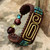 Brown Brass and Reconstituted Turquoise Wristband Bracelet 'Siam Fortress'