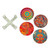 Four Round Multicolored Mexican Pinewood Decoupage Coasters 'Round Huichol'