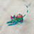 Copal Wood Alebrije Cat Sculpture in Teal from Mexico 'Excited Cat in Teal'