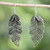 Sterling Silver Filigree Leaf Dangle Earrings from Thailand 'Feathered Leaves'