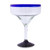 Eco Friendly Set of Six Hand Blown Margarita Glasses 'Cobalt Contrasts'