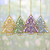 4 Tree Shaped Multicolored Embroidered Ornaments from India 'Colorful Holiday'