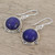 Lapis Lazuli and Sterling Silver Dangle Earrings from India 'Alluring Speckles'