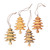 Four Gold Tone Albesia Wood Tree Ornaments from Bali 'Golden Trees'