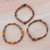 Set of 3 Tiger's Eye and Ceramic Beaded Bracelets from Peru 'Andean Temples'