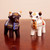 Ornate Brown and White Andean Bull Figurines Pair 'Little Bulls of Pucara'
