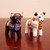 Ornate Brown and White Andean Bull Figurines Pair 'Little Bulls of Pucara'
