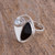 Obsidian and Cultured Pearl Cocktail Ring from Mexico 'Artistic Moon'