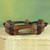 Men's Brown Leather Wristband Bracelet from Ghana 'Bound Strength in Brown'