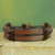 Men's Brown Leather Wristband Bracelet from Ghana 'Enduring Strength in Brown'