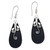 Sterling Silver and Lava Stone Drop Shaped Earrings 'Reaching Vines'