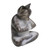 Wood Meditating Cat Sculpture in Grey and White from Bali 'Meditating Kitty in Grey'