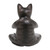Wood Meditating Cat Sculpture in Grey and White from Bali 'Meditating Kitty in Grey'
