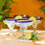 Margaritas Handblown Glass Blue Cocktail Drinkware Set of 4 'Happy Hour'