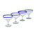 Margaritas Handblown Glass Blue Cocktail Drinkware Set of 4 'Happy Hour'