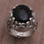 Hand Crafted Floral Sterling Silver Onyx Cocktail Ring 'Night Bloom'