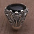 Hand Crafted Floral Sterling Silver Onyx Cocktail Ring 'Night Bloom'