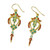 Gold Plated Brass Earrings in Green and Red from Thailand 'Proud Beauty in Red'