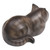 Resting Wood Cat Sculpture in Grey and White from Bali 'Resting Kitty'