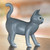 Standing Wood Kitten Figurine in Grey and White from Bali 'Curious Cat'