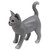 Standing Wood Kitten Figurine in Grey and White from Bali 'Curious Cat'