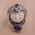 Amethyst and 925 Silver Face Shaped Ring from Bali 'Moonlight Prince'