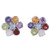 Hand Crafted Floral Sterling Silver Button Multigem Earrings 'Flowers'