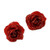 Natural Rose Button Earrings in Red from Thailand 'Flowering Passion in Red'