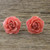 Natural Rose Button Earrings in Pink from Thailand 'Flowering Passion in Pink'