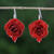 Natural Rose Dangle Earrings in Red from Thailand 'Floral Temptation in Red'