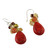 Multi-Gemstone Red Calcite Dangle Earrings from Thailand 'Camellia Drops'