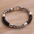 Men's Sterling Silver and Leather Bracelet from Bali 'One Strength'