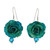Natural Rose Dangle Earrings in Green from Thailand 'Floral Temptation in Green'