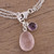 Rose Quartz and Amethyst Charm Bracelet from India 'Twinkling Harmony'