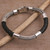 Handmade Silver and Leather Men's Bracelet from Bali 'Stay Strong'