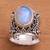 Rainbow Moonstone and Sterling Silver Single Stone Ring 'Glorious Vines'