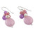 Handmade Purple and Pink Quartz and Pearl Cluster Earrings 'Sweet Thai Joy'