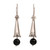 Onyx and Sterling Silver Floral Dangle Earrings from Bali 'Floral Cones'