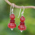 Carnelian Beaded Dangle Earrings from Thailand 'Fiery Memory'