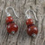 Carnelian Beaded Dangle Earrings from Thailand 'Fiery Memory'