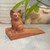 Handcrafted Suar Wood Cat Doorstop in Brown from Bali 'Helpful Kitten in Brown'