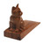 Handcrafted Suar Wood Cat Doorstop in Brown from Bali 'Helpful Kitten in Brown'