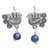 Floral Dove Lapis Lazuli Dangle Earrings from Mexico 'Lapis lazuli dangle earrings'