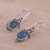 Blue Chalcedony and 925 Silver Dangle Earrings from India 'Elegant Gloss in Blue'