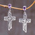 Sterling Silver Amethyst Religious Earrings 'Floral Cross'