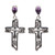 Sterling Silver Amethyst Religious Earrings 'Floral Cross'