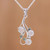 Rhodium Plated Moonstone and Emerald Pendant Necklace 'Misty Delight'