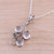 Rhodium Plated Moonstone and Emerald Pendant Necklace 'Misty Delight'