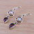 Amethyst and Cultured Pearl Dangle Earrings from India 'Wheels of Wonder'